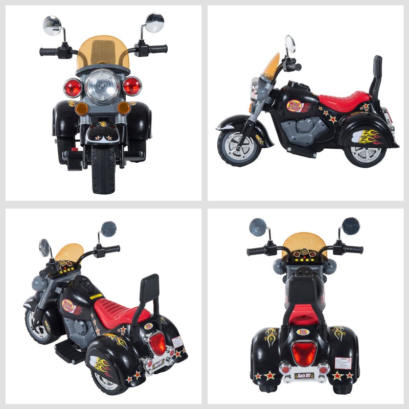 HOMCOM Kids Electric Motorbike 6V Children Ride On Motorcycle Battery Powered Toy w/ Lights Sound for 3-6 Years Old Black