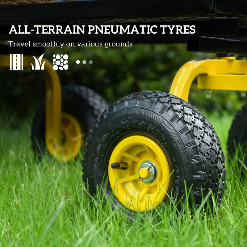 Outsunny Garden Trolley Cart, Heavy Duty Garden Cart with Metal Frame, 10