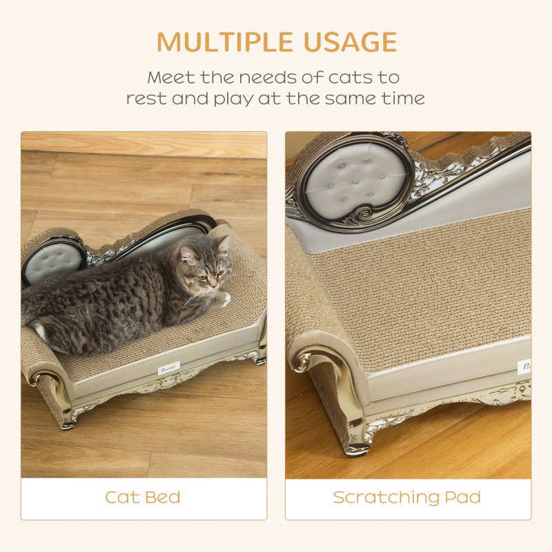 PawHut Cat Scratching Board, Cat Scratching Pad for Indoor Cats, Cat Scratcher with Catnip, 60 x 29.5 x 29cm - Brown