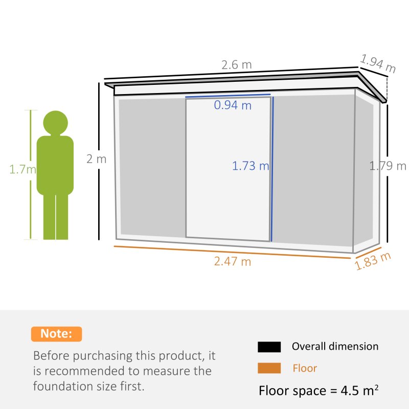 Outsunny 8.5 x 6ft Metal Shed with Lightsky Panels, Garden Storage Tool House with Double Doors for Garden, Patio and Lawn, Grey