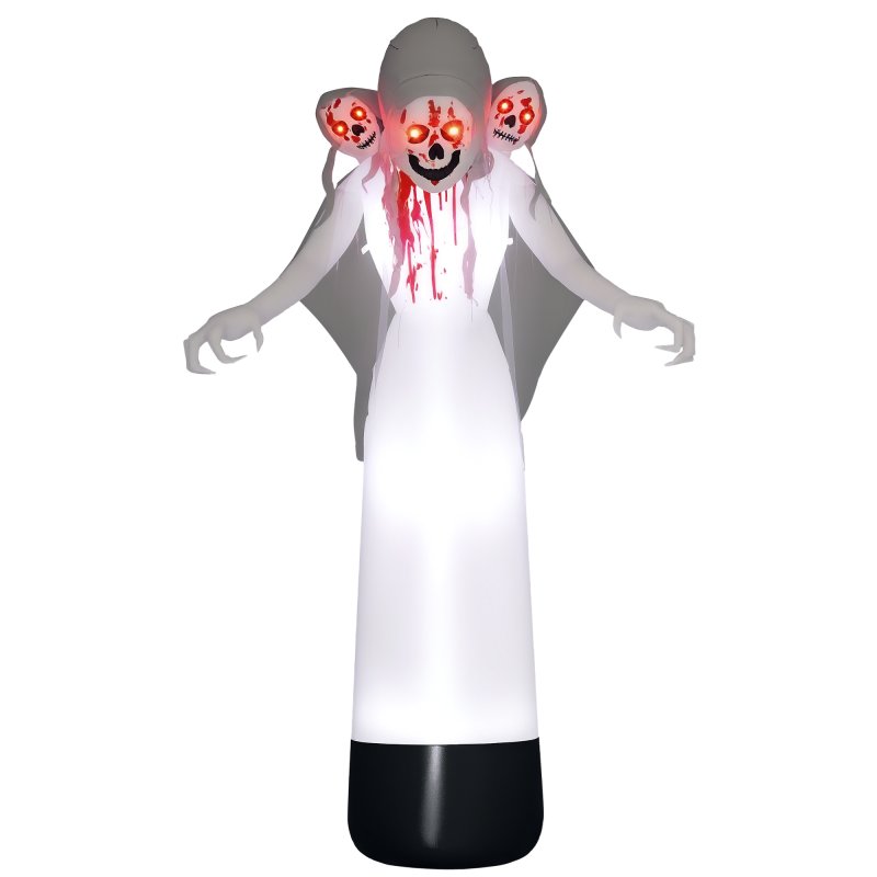 Outsunny 8.9FT Tall Halloween Inflatable Witch Ghost with Three Heads, Blow Up Outdoor Halloween Decoration with Build-in LED Lights for Garden, Lawn, Party