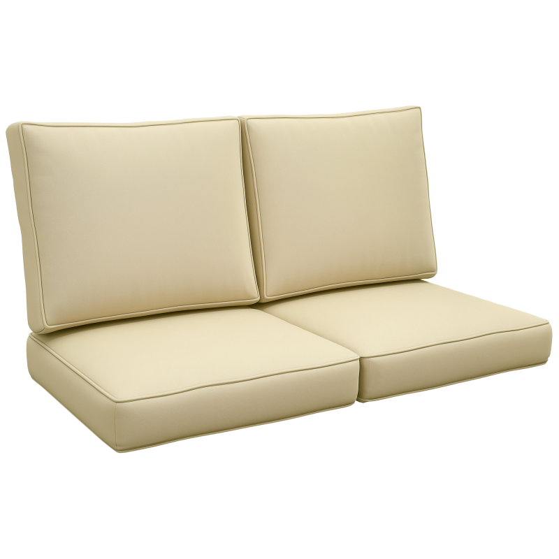 Outsunny 2 Seater Outdoor Seat Cushions, Backrest, Water Repellent Seat Pads for Dining Chair, Swing, Sofa, Beige