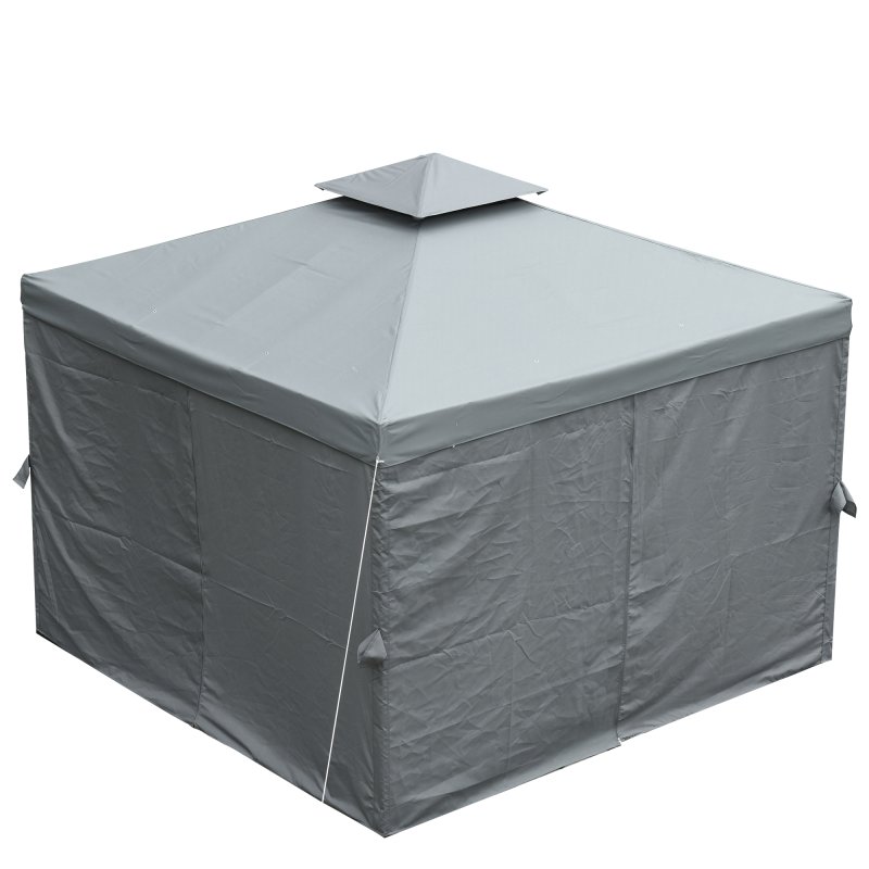 Outsunny 3 x 3 m Garden Gazebo Double Roof Marquee Patio Wedding Party Tent Canopy Shelter with Sidewalls (Dark Grey)