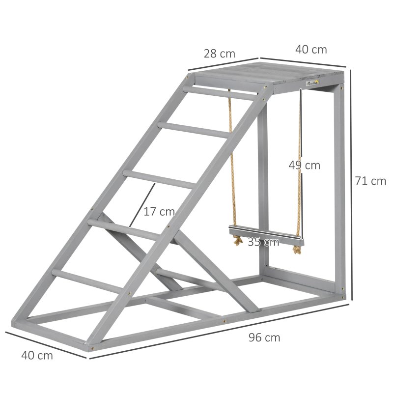PawHut Chicken Activity Play Set with Swing, Chicken Coop Toy with Ladder, Platform for 2 Chickens, Hens, Grey