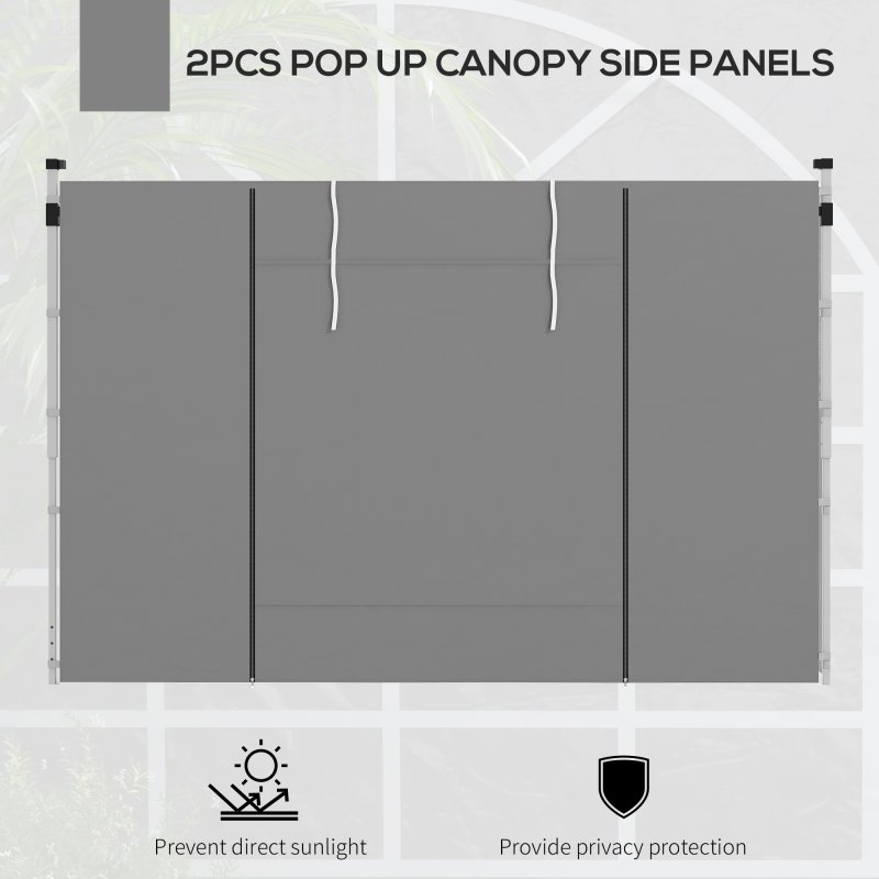 Outsunny Gazebo Side Panels with Windows and Doors, for 3x3(m) or 3x6m Pop Up Gazebo, 2 Pack Sides Replacement, Light Grey