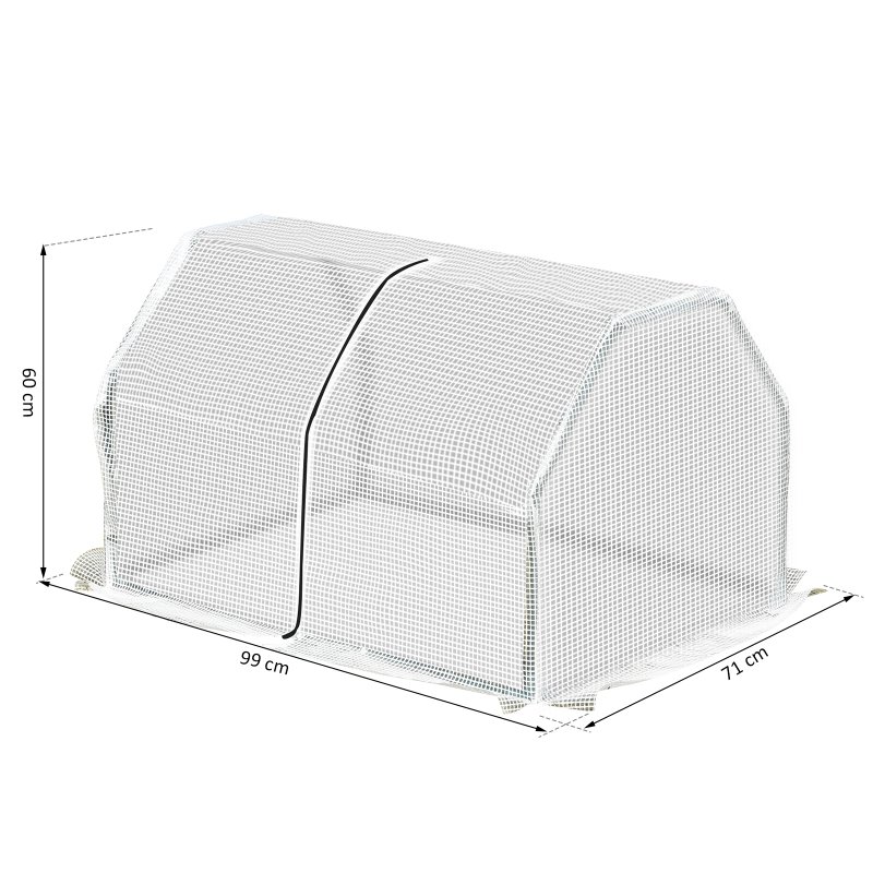 Outsunny Mini  Greenhouse Grow House PVC Cover Steel Frame White 99L x 71W x 60H cm