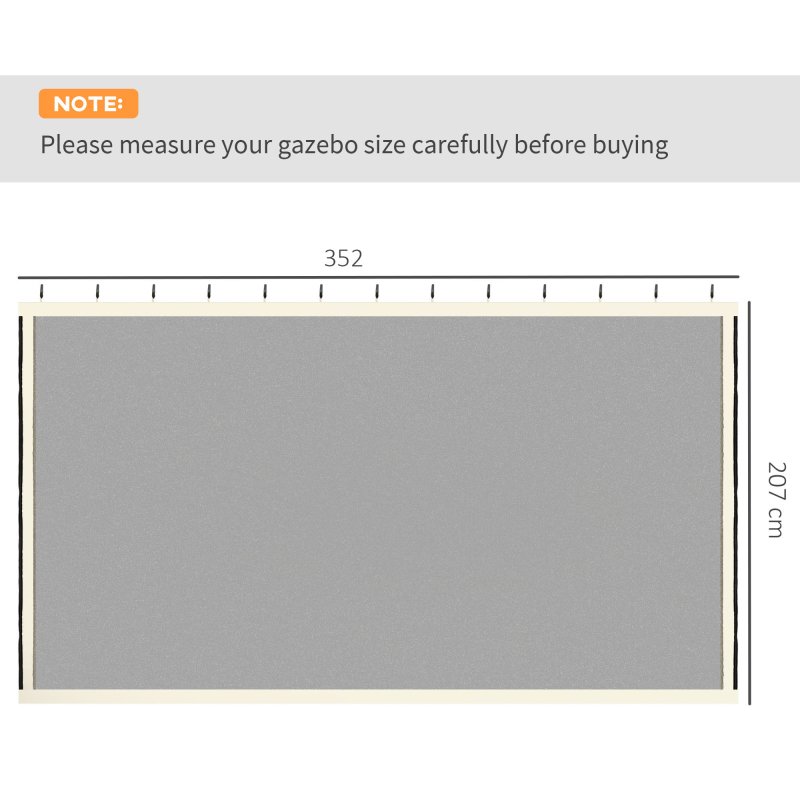 Outsunny fit 13x10ft Gazebo Universal Replacement Mosquito Netting for Patio Gazebos and Canopy Tents with Zippers for 3(m) x 4m Gazebo, (Sidewall Only) Beige