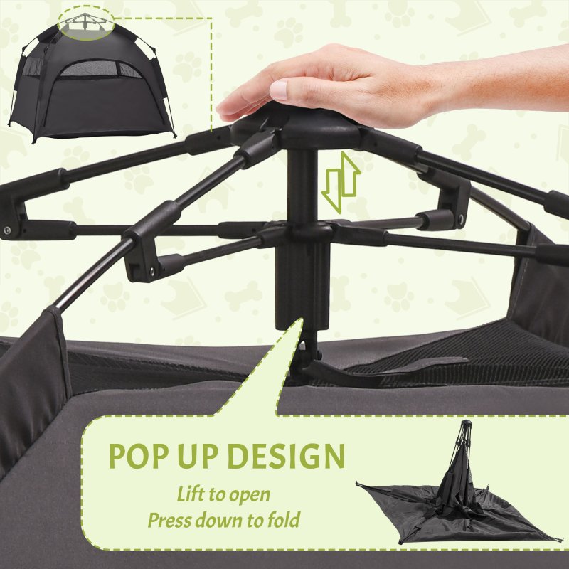 PawHut Foldable Dog Cat Tent, Portable Pet Playpen with Water-Resistant Oxford Cloth, Carry Bag, Exercise Tent for Extra Large Dog, Cat, Indoor Outdoor Use, Charcoal Grey
