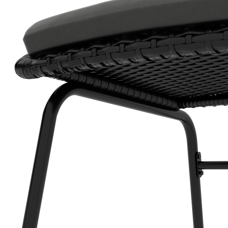 Outsunny 3 Pieces Rattan Bistro Set, Wicker Garden Furniture Set with Round Metal Top Coffee Table and Chairs, Washable Cushions for Outdoor, Patio, Balcony, Black