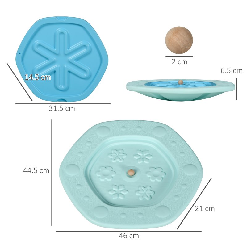 ZONEKIZ 2 in 1 Balance Board Kids Wobble Board with Ball, for Ages 3-6 Years - Blue