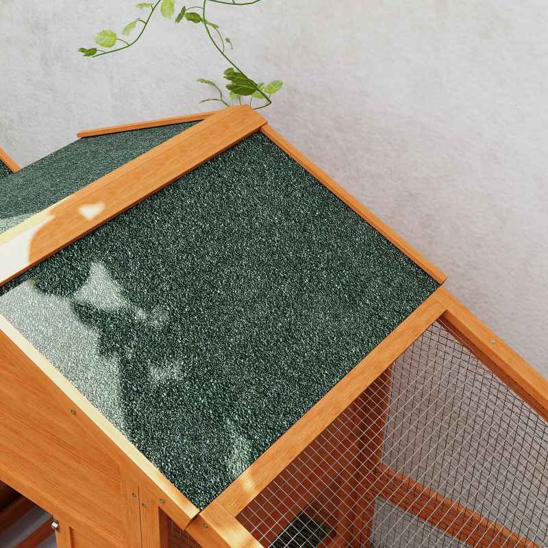 PawHut Chicken Coop with Run Outdoor, Wooden Hen House, Poultry Coop with Nesting Box, Slide-out Tray, Ramp, Perches, Asphalt Roof, 179 x 67 x 115cm