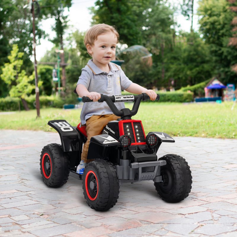 AIYAPLAY 6V Electric Car for Kids, Battery Powered Kids ATV, Quad Bike with Forward Backward, LED Headlights, for Ages 18-36 Months, Red