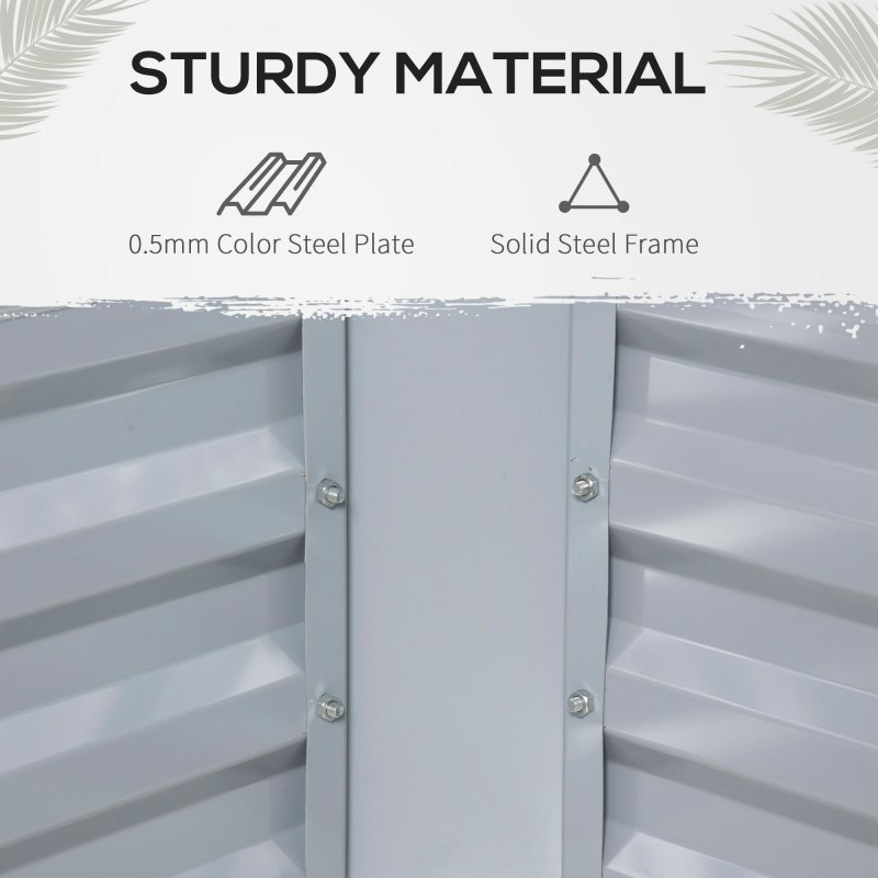 Outsunny Raised Garden Bed with Greenhouse, Steel Planter Box with Plastic Cover, Roll Up Window, Dual Use for Flowers, Vegetables, Fruits and Herbs, 127L x 95W x 92H cm, Clear