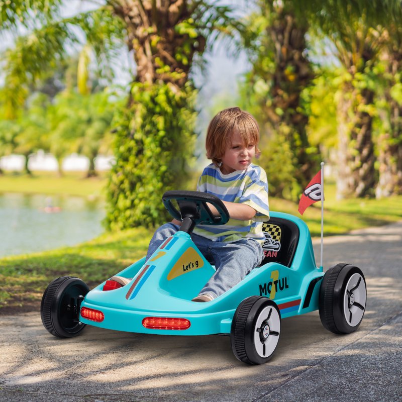 AIYAPLAY Electric Go Kart, 6V Battery Powered Kids Go Kart with Music, Light, Horn, Kids, Ride on Car for 3-5 Years, Blue