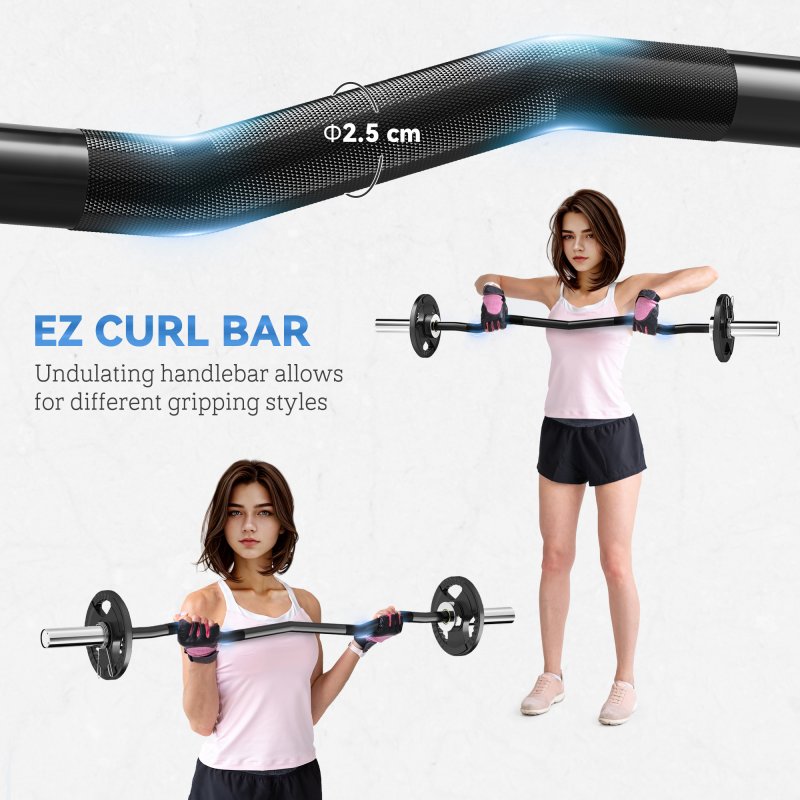 SPORTNOW 4ft Barbell Bar up to 100kg for 5cm Weight Plates with Spring Clips, Home Gym Weight Lifting Bar, 8kg
