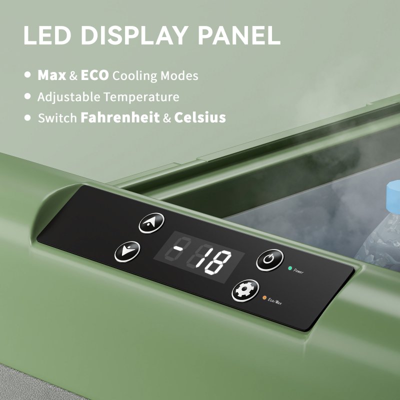 Outsunny 30L Car Refrigerator, Portable Compressor Car Fridge Freezer, Electric Cooler Box with 12/24V DC and 110-240V AC for Camping, Driving, Picnic, Down to -20°C, Light Green and Grey