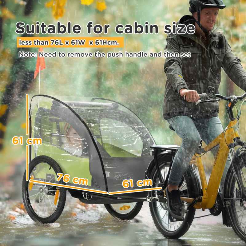 HOMCOM Baby Bike Trailer Cover, Waterproof Bicycle Trailer Storage Cover, Anti Dust Rain Snow, Cold Wind, 76 x 61 x 61 cm
