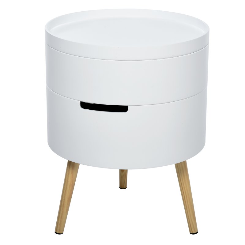 HOMCOM 3-Tier Coffee Table, Round End Table with 2 Hidden Compartments and Detachable Tray, Side Table with Storage for Living Room
