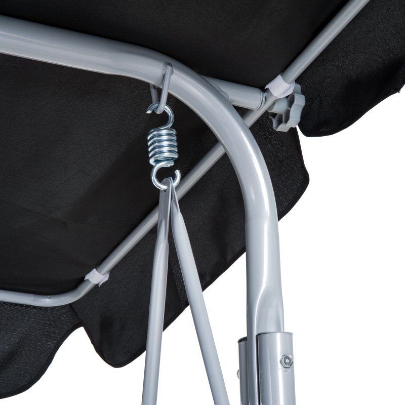Outsunny 3 Seater Swing Chair, Garden Swing Bench with Adjustable Tilting Canopy, Breathable Mesh Seat and Heavy Duty Metal Frame for Patio, Yard, Black