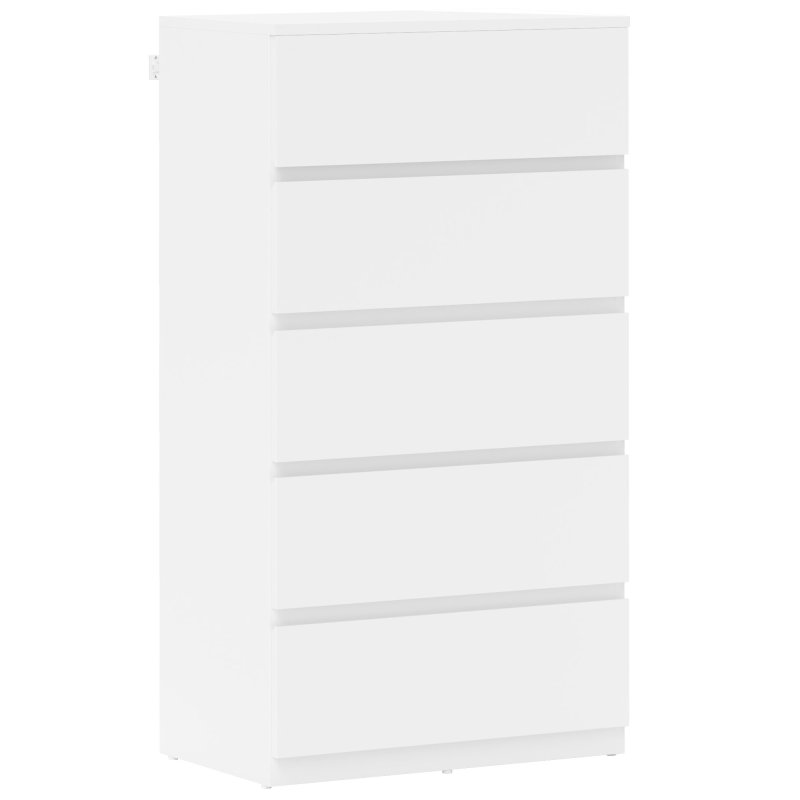 HOMCOM Chest of Drawers, 5 Drawers Storage Cabinet Floor Tower Cupboard for Bedroom Living Room, White