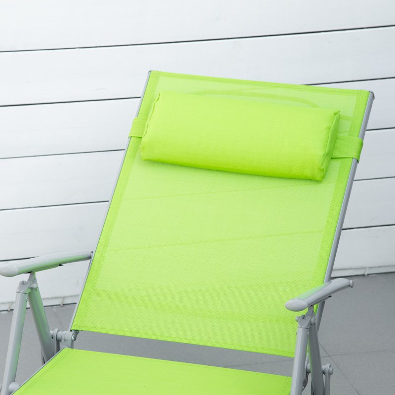 Outsunny Steel Fabric Sun Lounger Outdoor Folding Chaise Lounge Chair Recliner with Portable Design & 7 Adjustable Backrest Positions