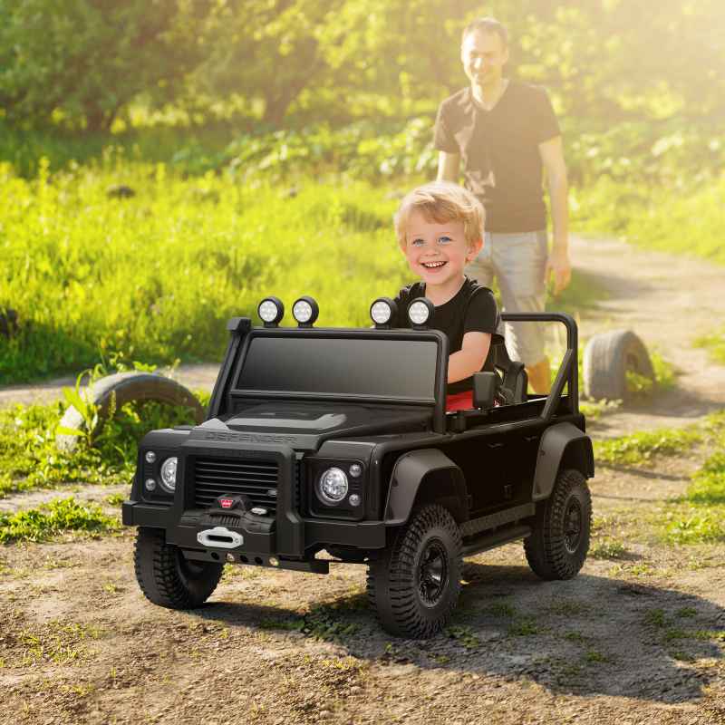 AIYAPLAY Land Rover Licensed Electric Car for Kids, 12V Battery-Powered Kids Ride On Car with Remote Control, Music, Horn, Suspension Wheels, LED Lights, Off-Road Toy for 3-5 Years Old, Black