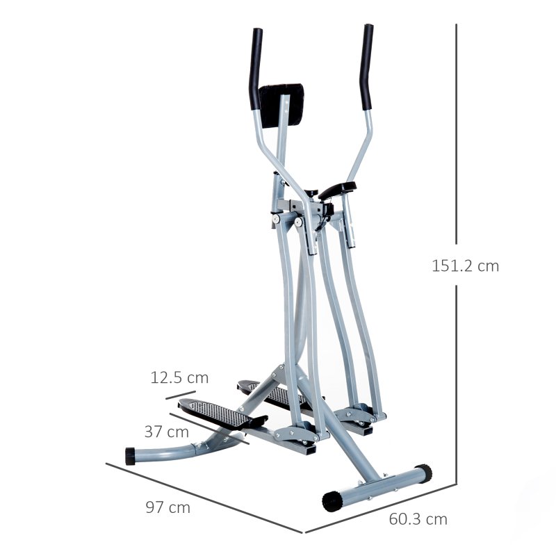 HOMCOM Upright Elliptical Cross Trainer, Air Walker with LCD Monitor for Aerobic Exercise, Cross Trainers Exercise Machines for Home, 110kg Capacity, 96 x 60 x 152cm, Grey