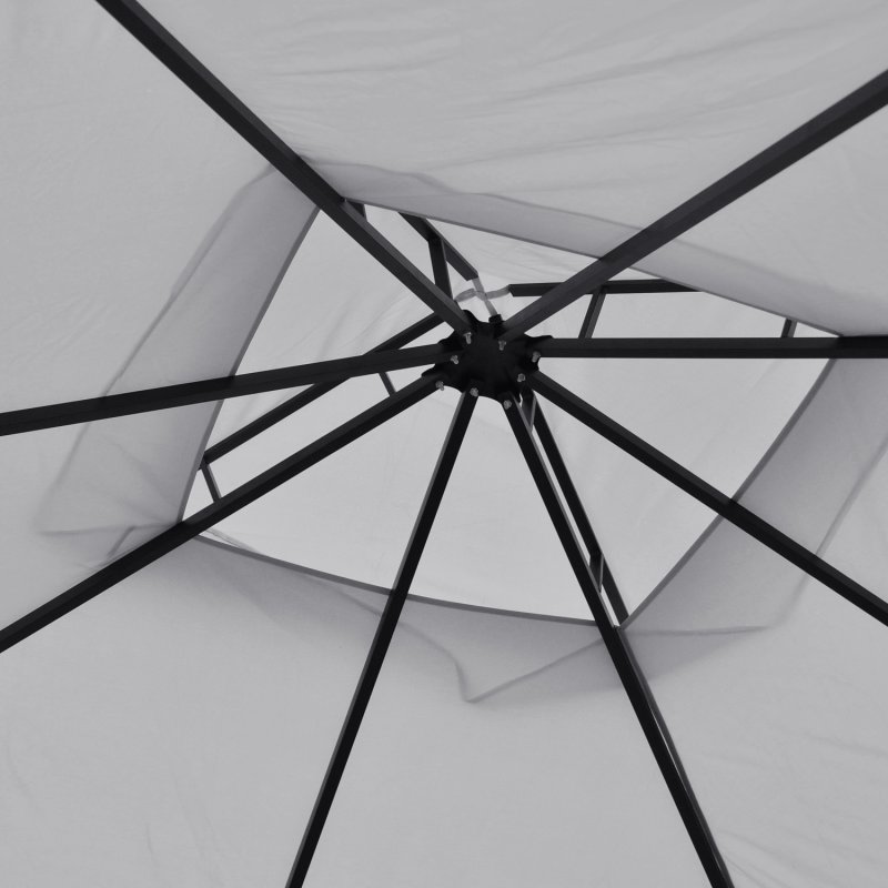 Outsunny 3 x 3m Garden Gazebo Patio Party Tent Shelter Outdoor Canopy Double Tier Sun Shade with Metal Frame and Netting, Light Grey