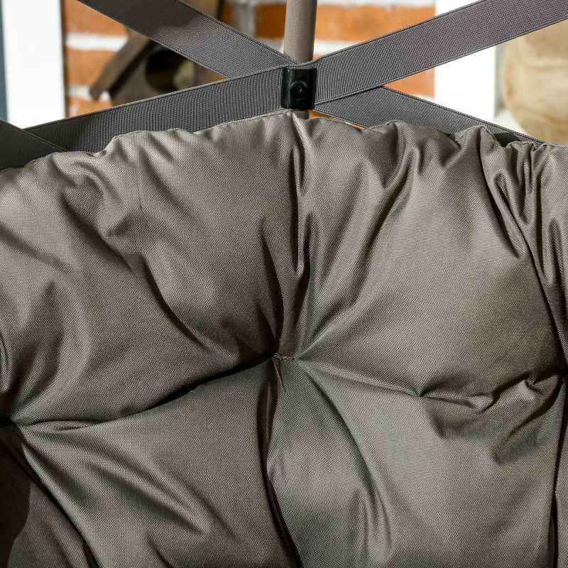 Outsunny Egg Chair Outdoor, 2 Seater Folding Weave Garden Furniture Chair with Cushion, Cup Pockets for Patio Balcony - Sand Brown