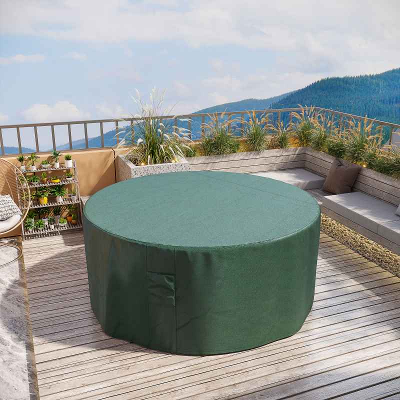 Outsunny Garden Patio Large Furniture Set Round Cover 600D Oxford Waterproof, ??193 x 80H cm, Green