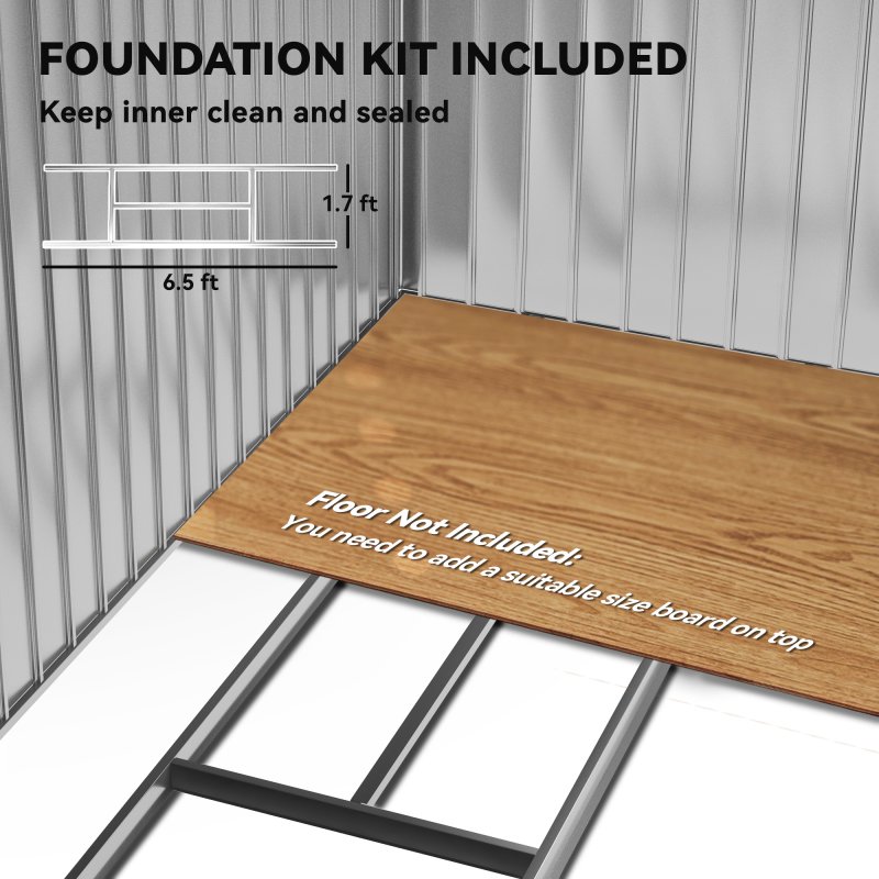 Outsunny 7 x 4ft Metal Garden Shed, Outdoor Storage Tool House with Ventilation Slots, Foundation Kit and Lockable Double Doors, Light Brown
