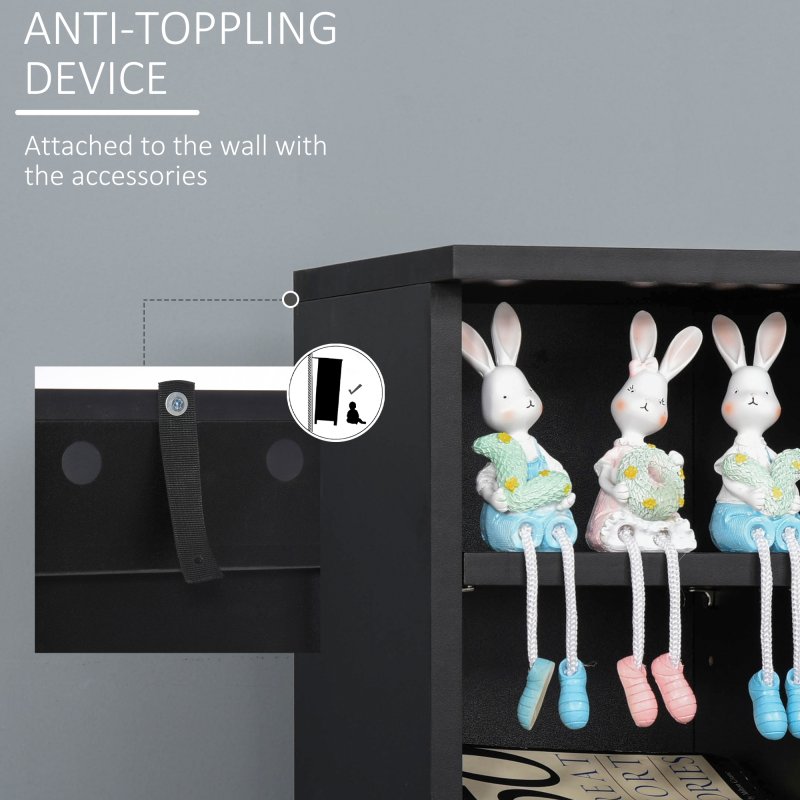 HOMCOM 204 CD Media Display Shelf Unit Set of 2 Blu-Ray Tower Rack w/ Adjustable Shelves Bookcase Storage Organiser, Black