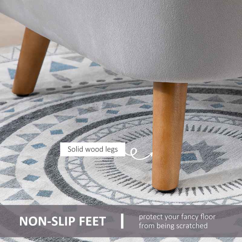 HOMCOM Velvet Armchair, Modern Accent Chair, Upholstered Tub Chair with Solid Wood Legs and Seat Cushion for Living Room, Grey