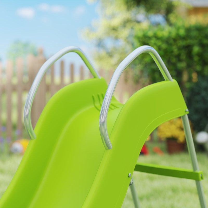 AIYAPLAY Wavy Slide for Kids, Freestanding Garden Slide with Climbing Ladder, Non-skid Steps, Outdoor Playground Equipment for Ages 3-8 Years, Green