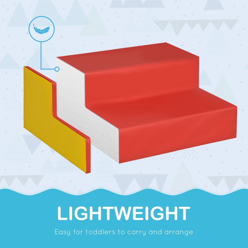 HOMCOM 6 Piece Soft Play Equipment, Kids Foam Blocks Toys for Climb and Crawl, Indoor Activity Play Set Playground for Toddler 1-3 Years Old, Red