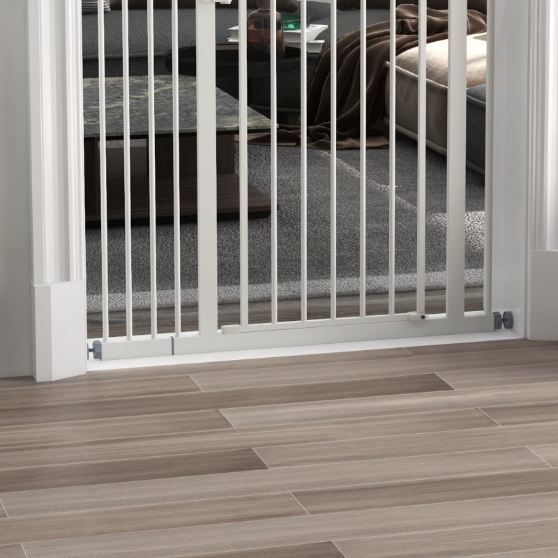 PawHut Pressure Fit Dog Stair Gate No Drilling Safety Gate Auto Close for Doorways, Hallways, 74-94cm Adjustable, 78cm Tall, White