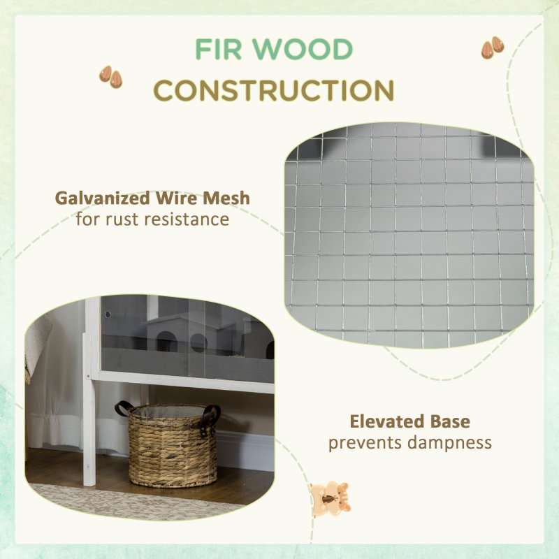 PawHut Wooden Hamster Cages for Hamsters, Gerbils, Rutin Chickens, Small Animal Habitats with Shelf, 82 x 45 x 81cm - Dark Grey