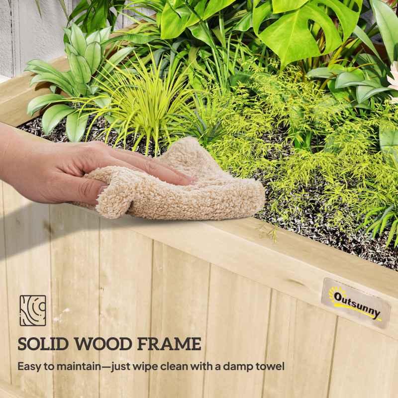 Outsunny Wood Planter with Trellis for Climbing Plants, Raised Bed, Planter Box with Drainage Holes to Grow Vegetables, Herbs and Flowers for Garden, Patio, Yard, Natural Wood Finish