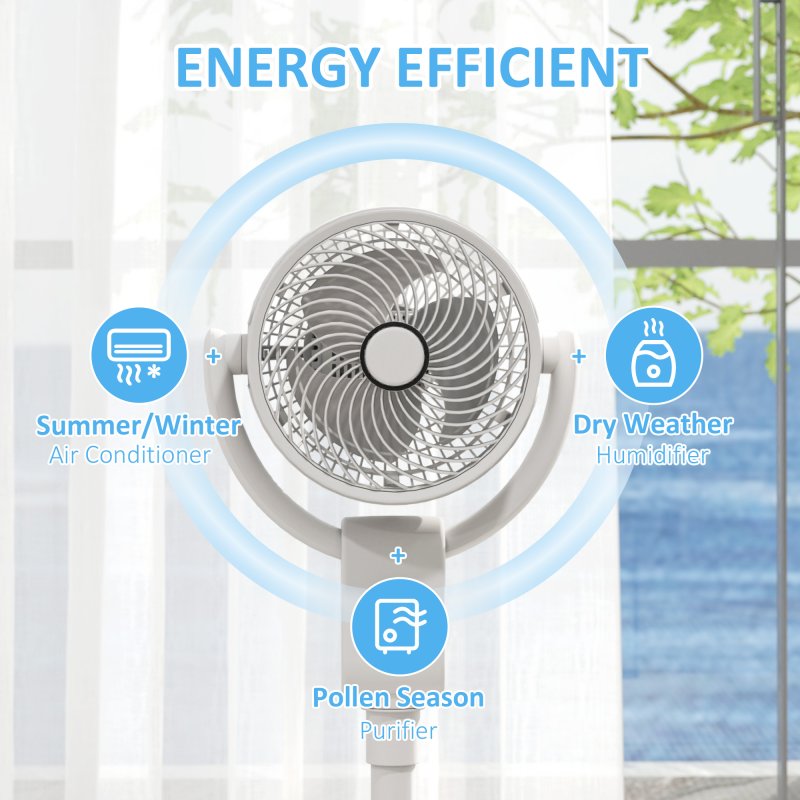 HOMCOM 10" Pedestal Fan, 70°+90° Oscillating Air Circulation Fan with 3 Speeds, Dense Mesh, Easy Assembly, for Home Office, Bedroom, White