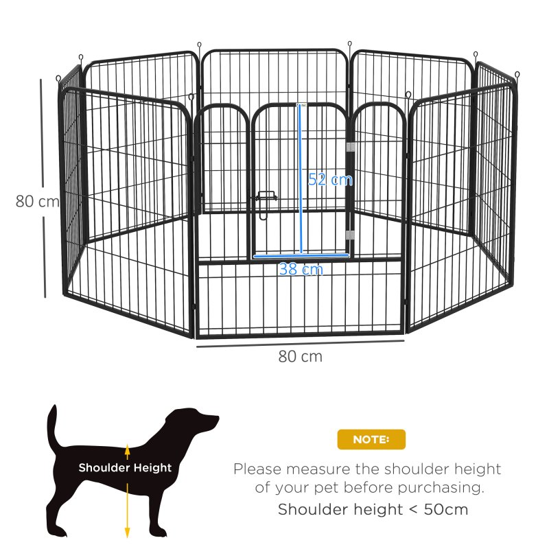 PawHut Dog Pen 8 Panels Puppy Pen Heavy Duty Pet Playpen for Indoor Outdoor for Dogs, Rabbits, Ducks 80cm High