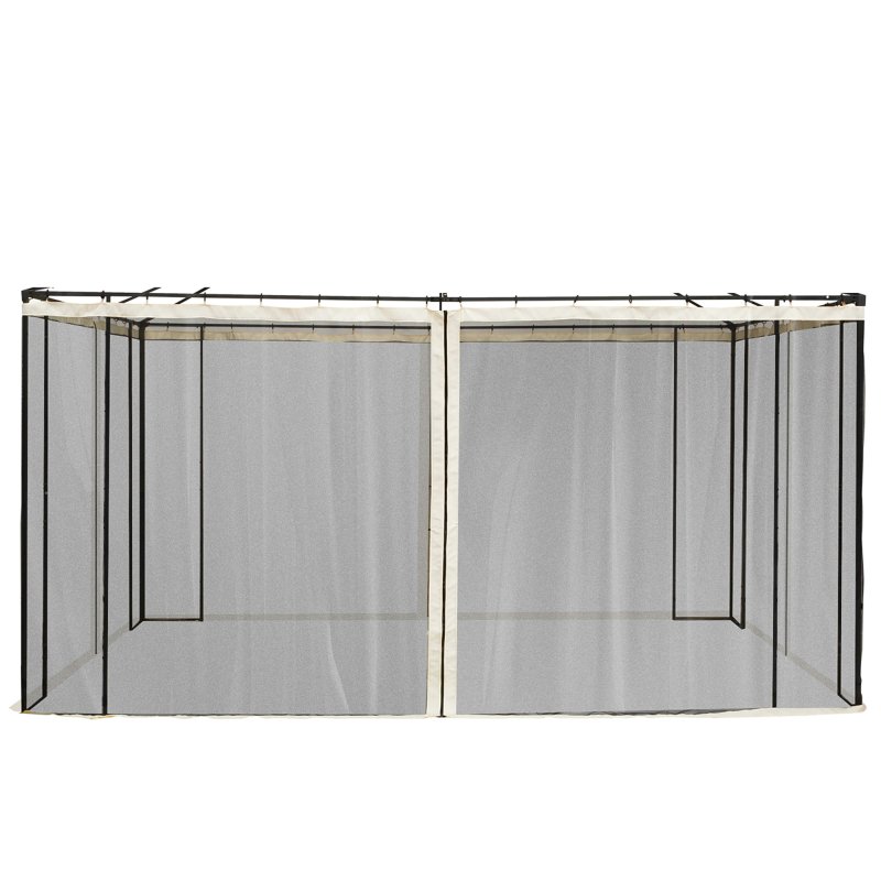 Outsunny fit 13x10ft Gazebo Universal Replacement Mosquito Netting for Patio Gazebos and Canopy Tents with Zippers for 3(m) x 4m Gazebo, (Sidewall Only) Beige