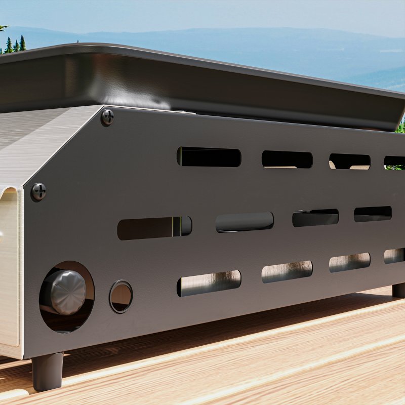 Outsunny Gas Plancha Grill with 2 Stainless Steel Burners, 4.8kW, Portable Tabletop Gas BBQ with Non-Stick Griddle for Camping, Picnic, Garden, Party, Festival, Silver Tone