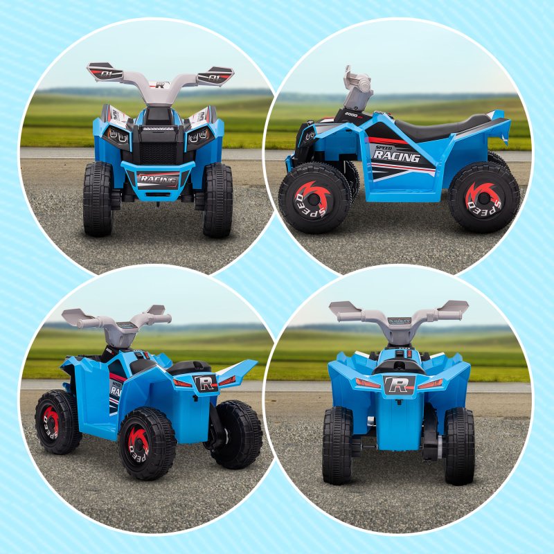 HOMCOM 6V Electric Quad Bike Kids Ride On All Terrain Vehicle with Forward Backward Function, for Ages 18-36 Months - Blue