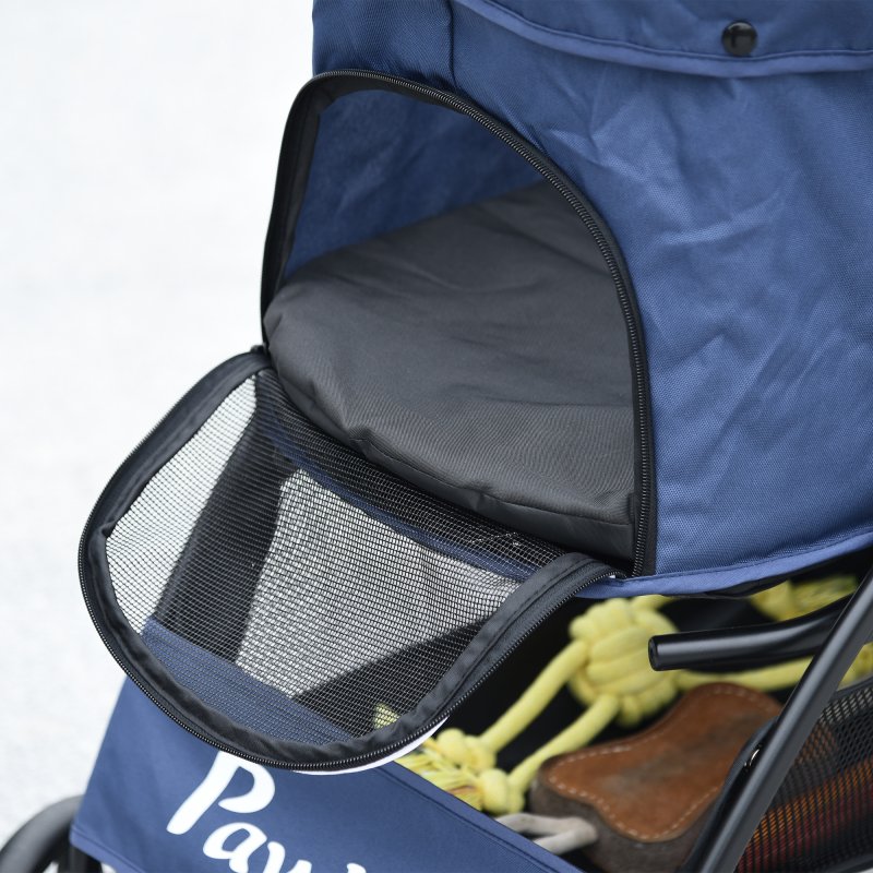 PawHut Dog Pram Dog Stroller Pet Pushchair with Universal Wheels, Brake for Small Breeds - Blue