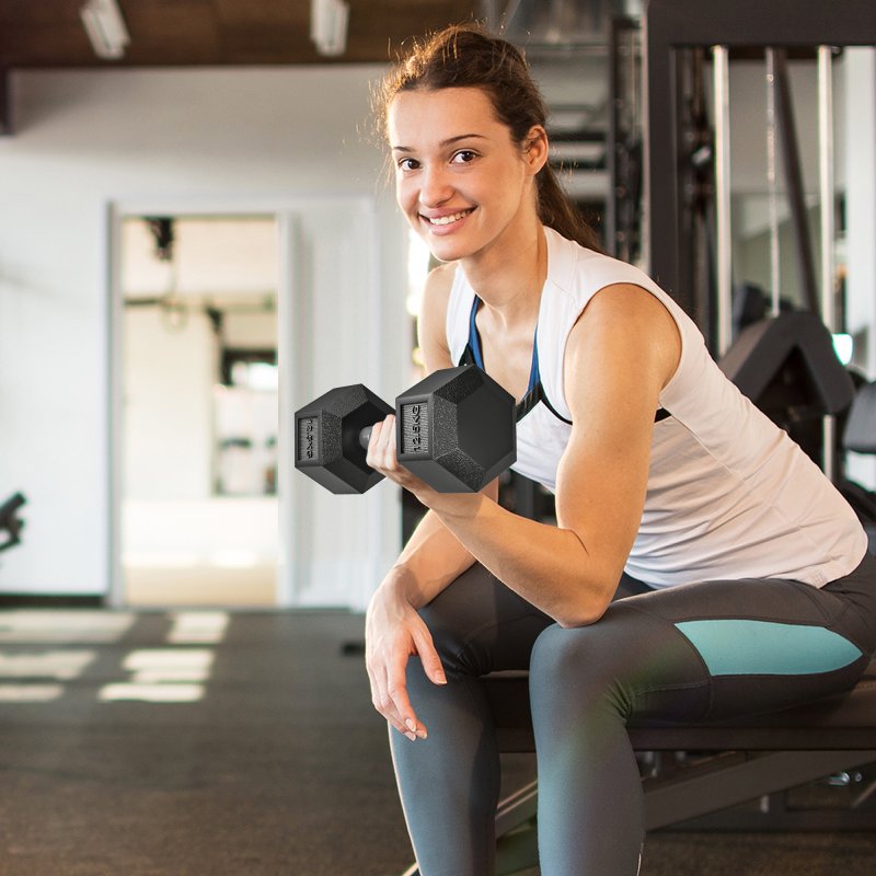 HOMCOM 2x12.5KG Rubber Hex Dumbbell Portable Hand Weights Dumbbell for Home Gym Workout Fitness