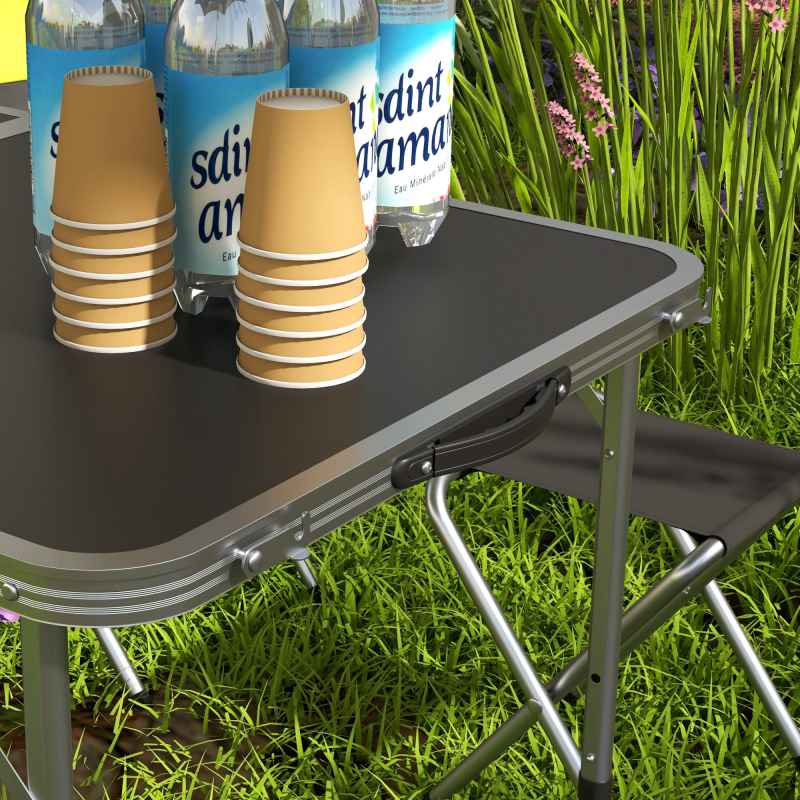 Outsunny 4ft Folding Picnic Table and Chairs, Portable Camping Table and Chairs Outdoor Indoor Use for BBQ Picnic Garden Parties