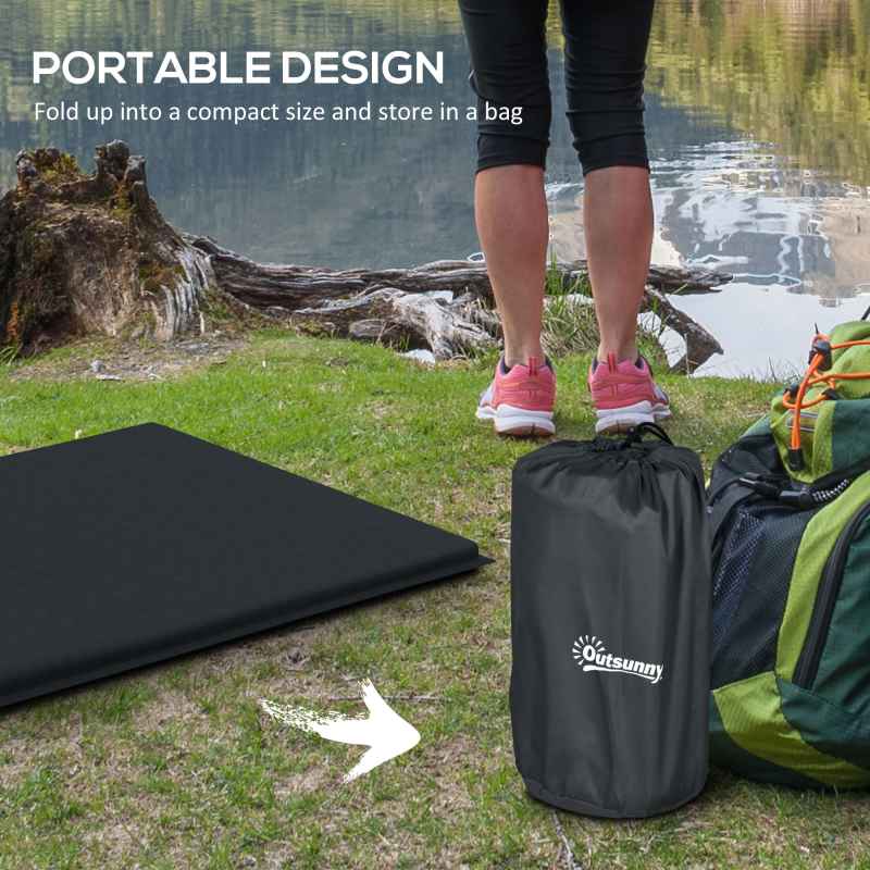Outsunny Self-Inflating Camping Mat Sleeping Pad, 5cm Thick Single Air Mattress with Carry Bag for Hiking, Camping, Travel, 200 x 65cm, Grey