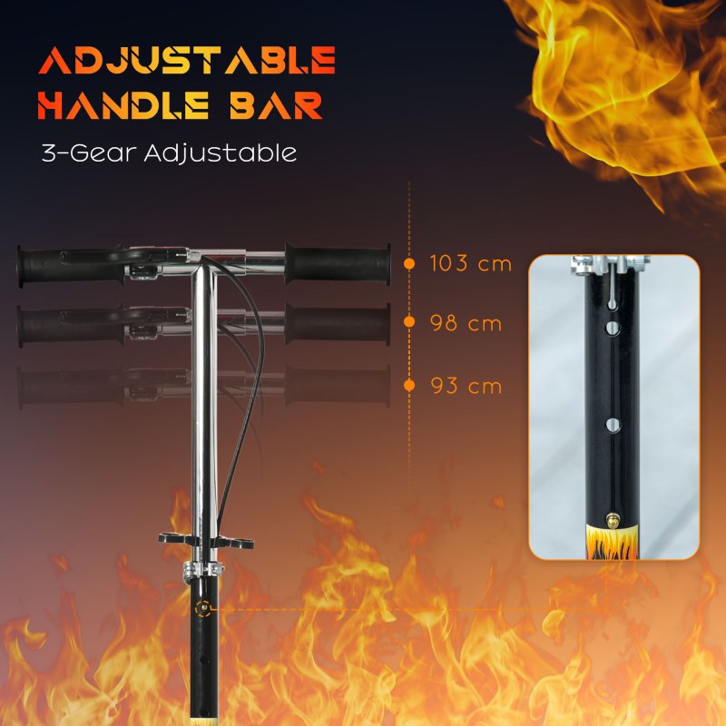 HOMCOM Kids Scooter, Foldable Stunt Scooter with Adjustable Height, Brake for Ages 7-14 Years - Black