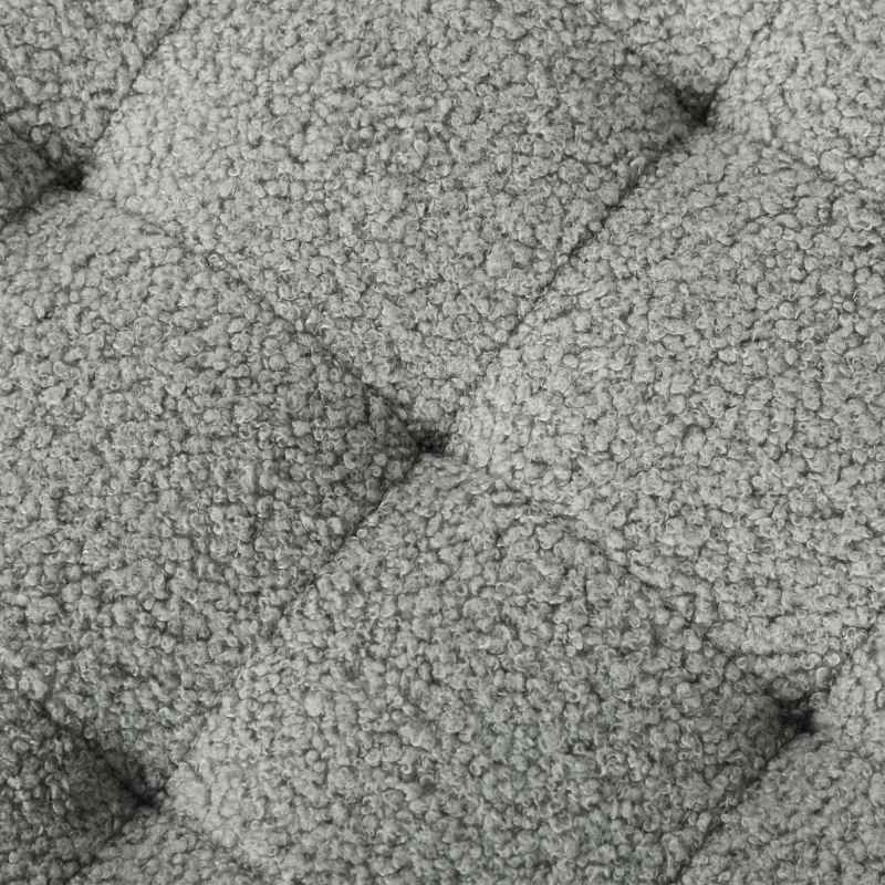 HOMCOM 45cm Round Storage Ottoman, Teddy Fleece Footstool with Removable Lid and Wood Legs, Button Tufted Vanity Stool for Living Room Bedroom Hallway