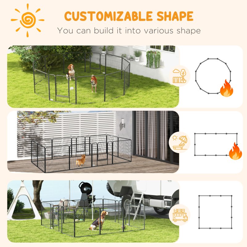 PawHut Dog Pen 12 Panels Puppy Pen Heavy Duty Pet Playpen for Indoor Outdoor for Dogs, Rabbits, Ducks 80cm High